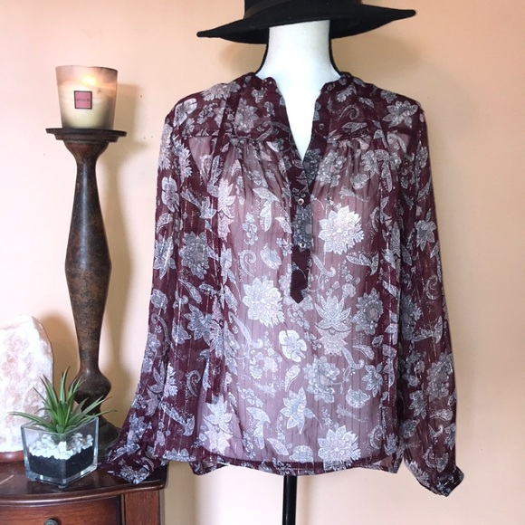 Lucky brand sheer patterned top - Picture 1 of 6